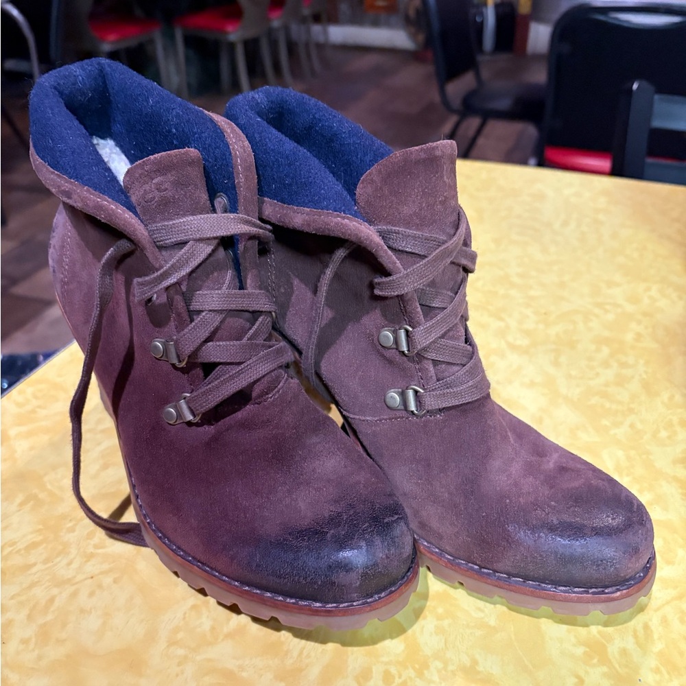 UGG Brown Heeled Boots Stylish Durable Design